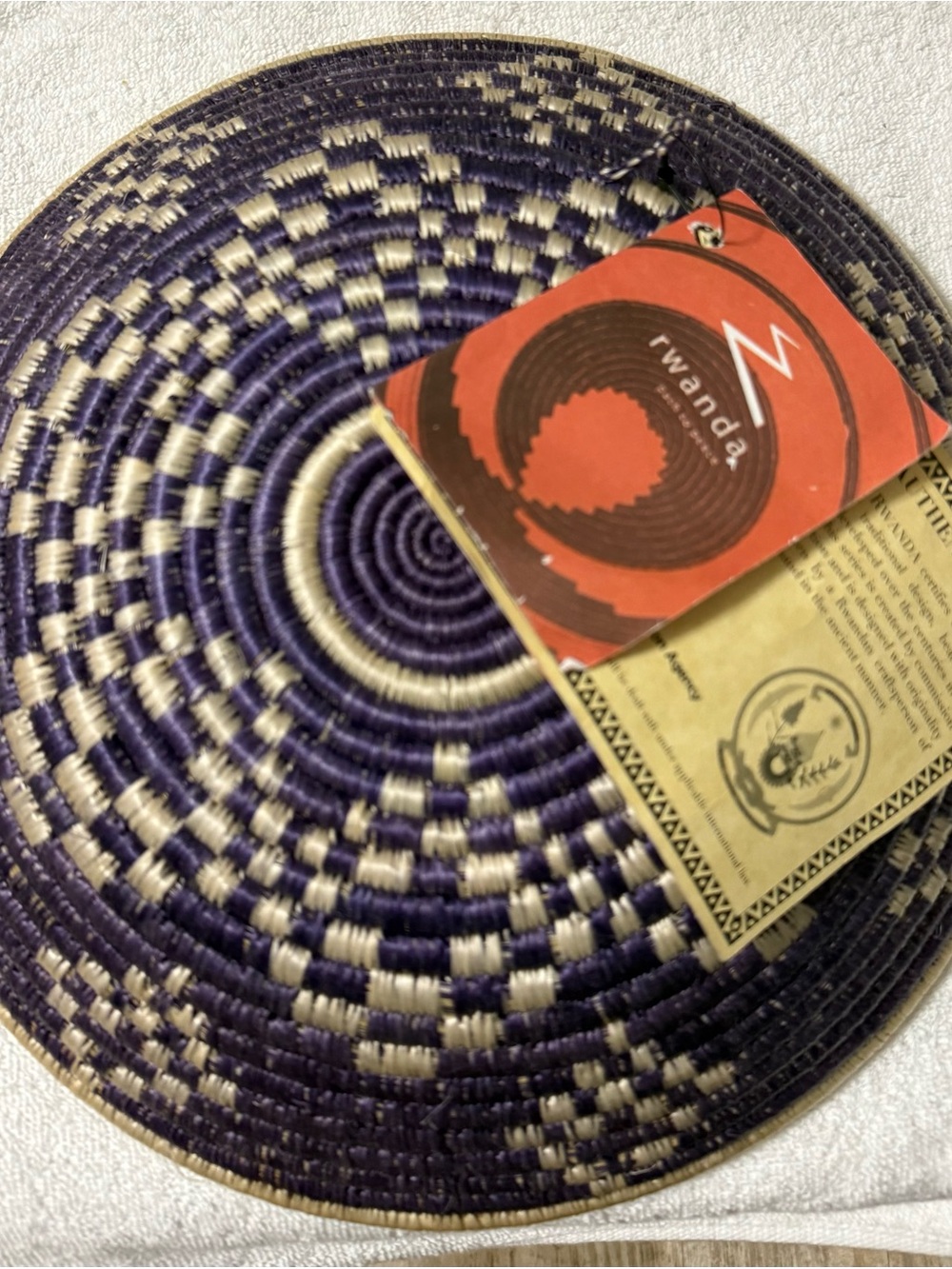 Handwoven Round Decorative Basket - Purple & Gold - Picture 2 of 3